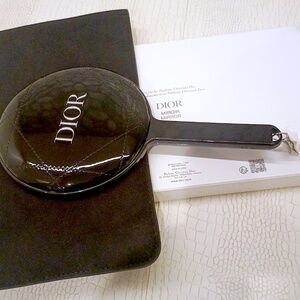 Brand New Black Dior Beauty Quilted Hand Mirror with Protective Case